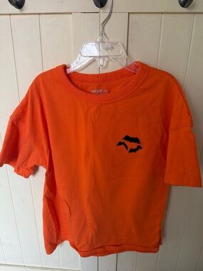 Cat & Jack Orange Halloween Tee with Black Bat Motif